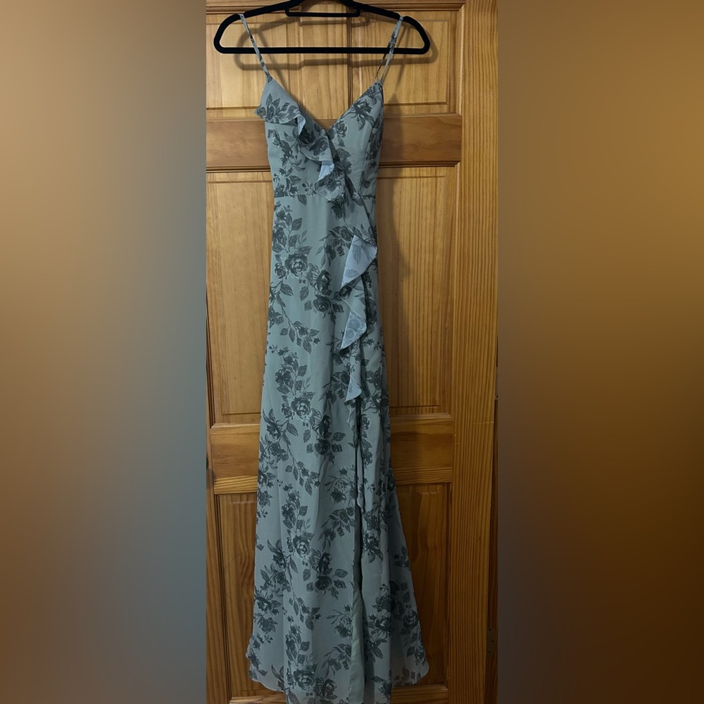 Revelry Sage Bouquet Bridesmaid Dress Size: 4